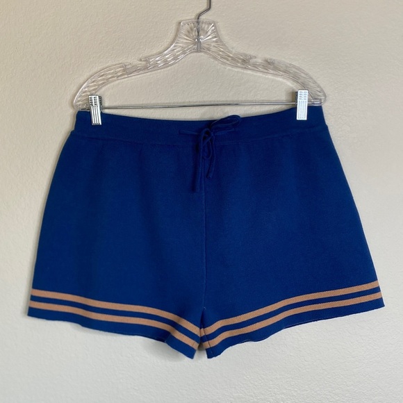 saturday sunday Pants - Anthropologie Saturday Sunday women’s sweater shorts size XL blue tan EUC
